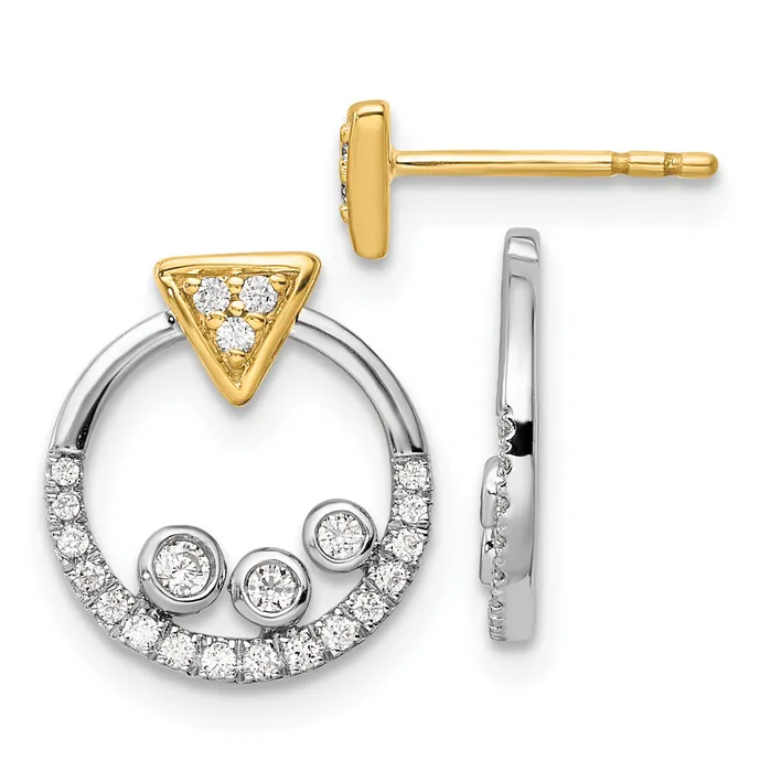 Earrings Goldia 14k Twotone Two Tone 14 Ct Lab Grown Diamond VSSI G Triangle Post Earrings with Circle Dangle Earring Jacket