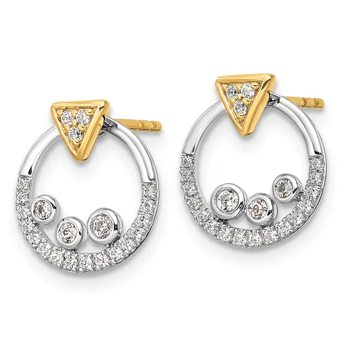 Earrings Goldia 14k Twotone Two Tone 14 Ct Lab Grown Diamond VSSI G Triangle Post Earrings with Circle Dangle Earring Jacket
