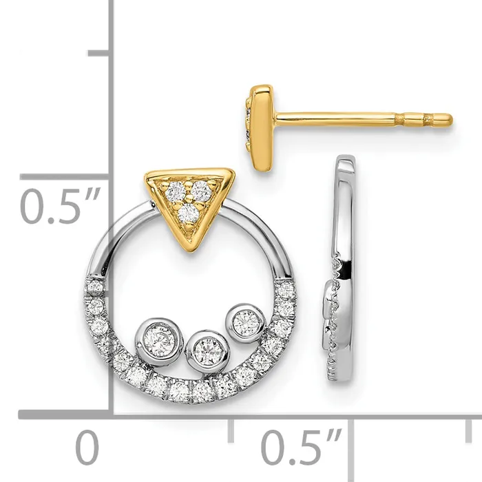 Earrings Goldia 14k Twotone Two Tone 14 Ct Lab Grown Diamond VSSI G Triangle Post Earrings with Circle Dangle Earring Jacket