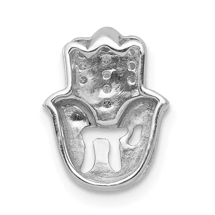Earrings Goldia 14k White Gold 120ct Real Diamond Chai on Hamsa Chain Slide
