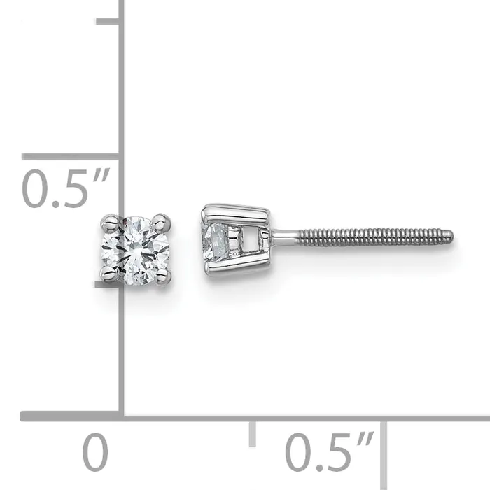 Earrings Goldia 14k White Gold 14 ctw Certified Lab Grown Diamond VSSI G Round 4 Prong Heavy Wt Screwback Stud Earrings