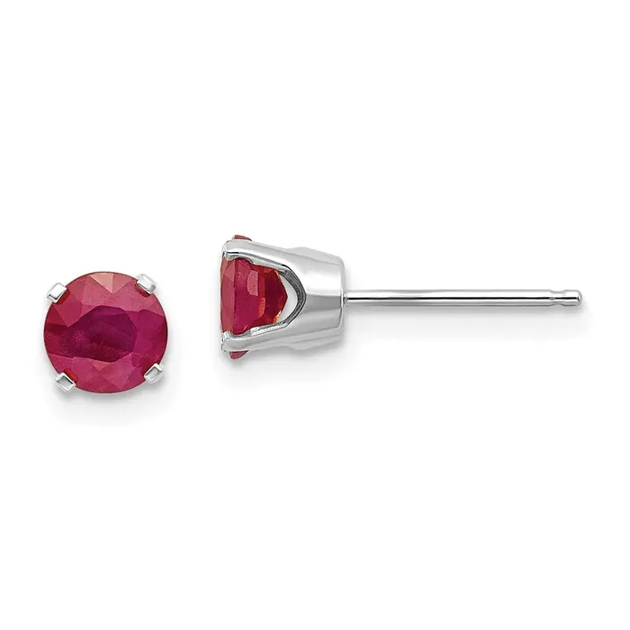 Earrings Goldia 14k White Gold 5mm Ruby Stud Earrings