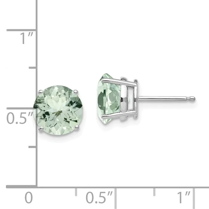 Earrings Goldia 14k White Gold 8mm Round Green Quartz Earrings