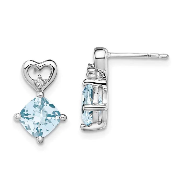 Earrings Goldia 14k White Gold Aquamarine and Real Diamond Heart Earrings Earrings Goldia 14k White Gold Aquamarine and Real Diamond Heart Earrings