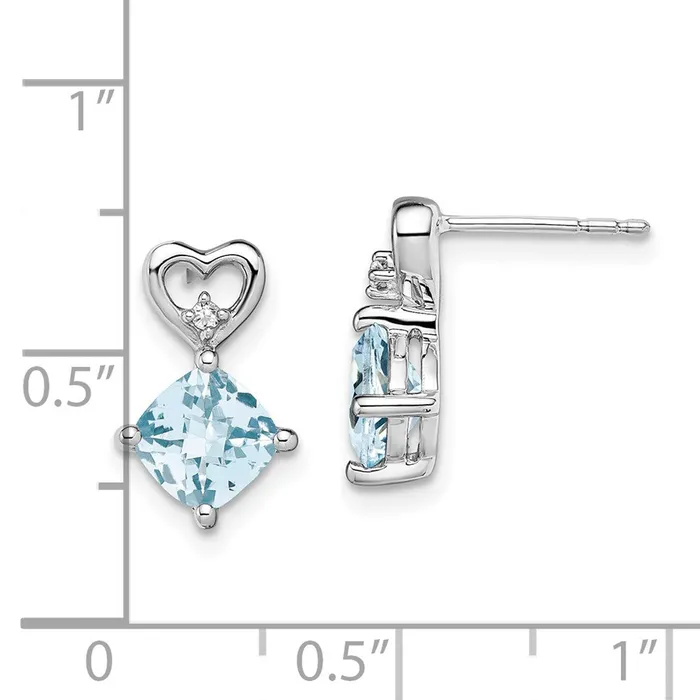 Earrings Goldia 14k White Gold Aquamarine and Real Diamond Heart Earrings