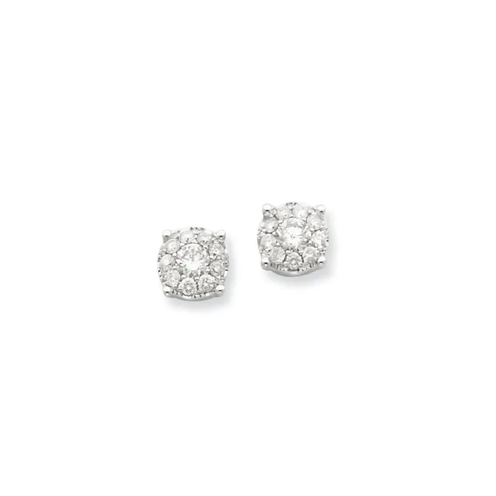 Earrings Goldia 14K White Gold Flower Real Diamond Post Earrings