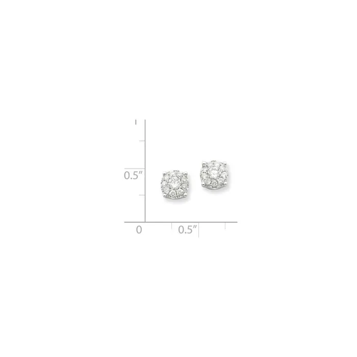 Earrings Goldia 14K White Gold Flower Real Diamond Post Earrings