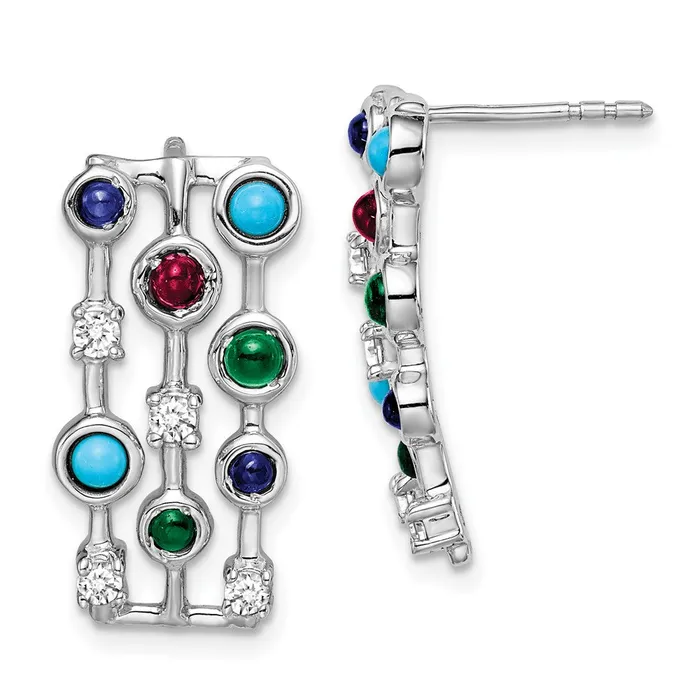 Earrings Goldia 14k White Gold Gemstone and Turquoise Earrings