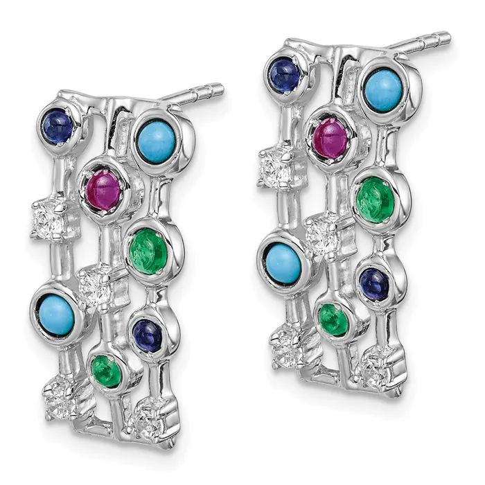 Earrings Goldia 14k White Gold Gemstone and Turquoise Earrings
