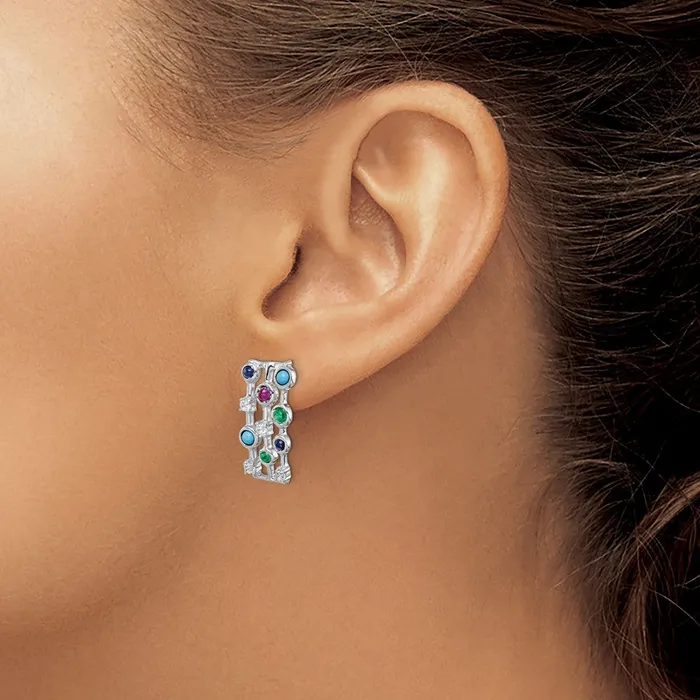 Earrings Goldia 14k White Gold Gemstone and Turquoise Earrings