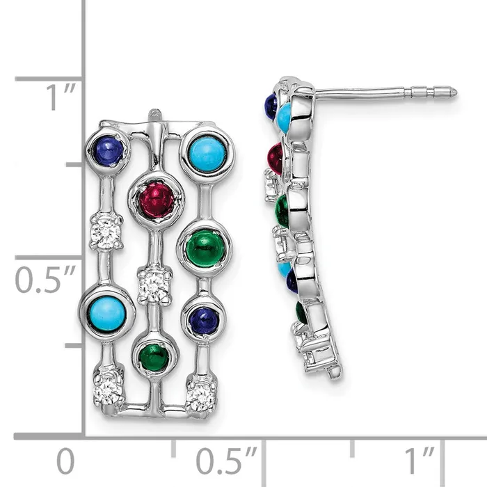 Earrings Goldia 14k White Gold Gemstone and Turquoise Earrings