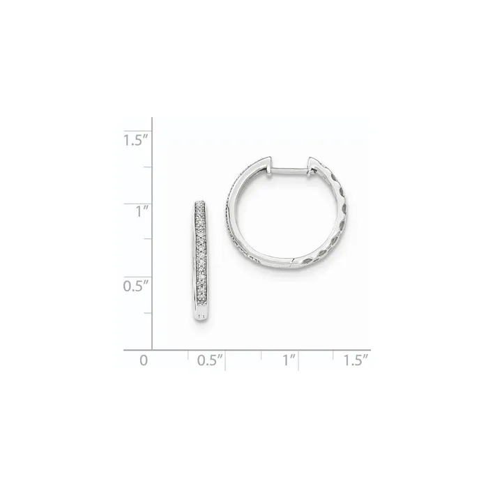 Earrings Goldia 14K White Gold Real Diamond 2mm Hinged Hoop Earrings
