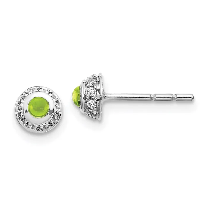 Earrings Goldia 14k White Gold Real Diamond and Cabochon Peridot Earrings Earrings Goldia 14k White Gold Real Diamond and Cabochon Peridot Earrings