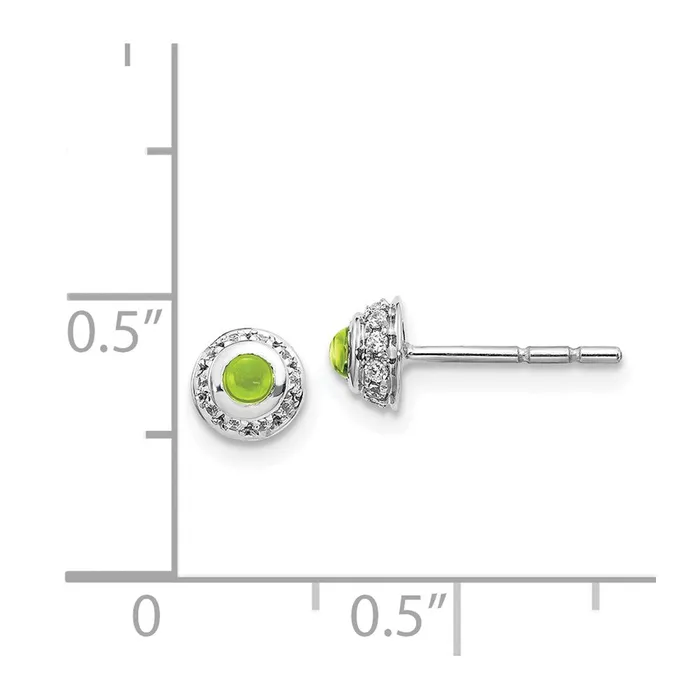 Earrings Goldia 14k White Gold Real Diamond and Cabochon Peridot Earrings