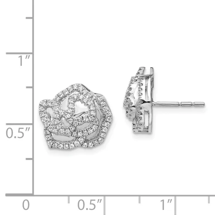 Earrings Goldia 14k White Gold Real Diamond Fancy Flower Earrings