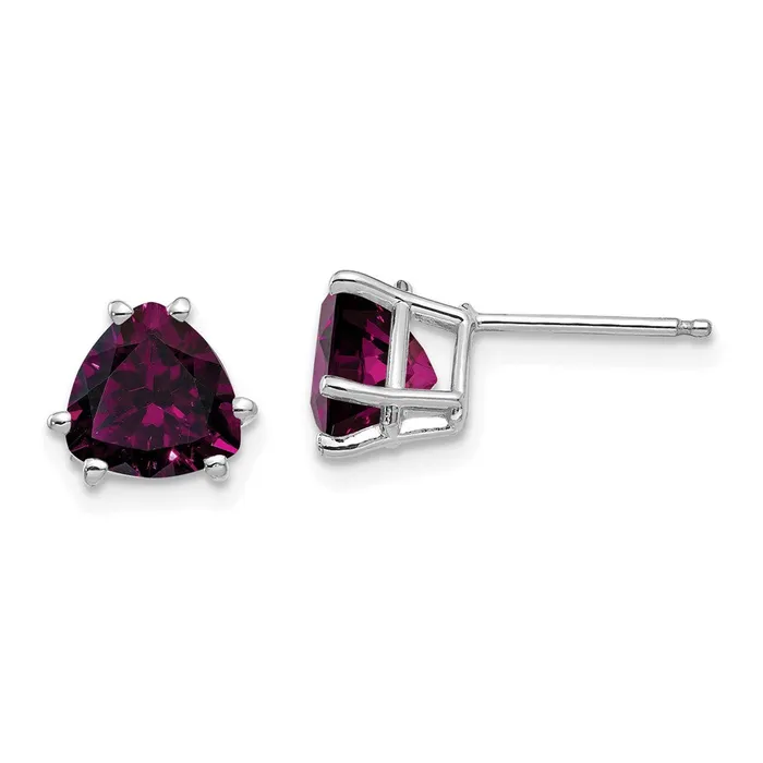 Earrings Goldia 14k White Gold Rhodolite Garnet Trillion Stud Earrings