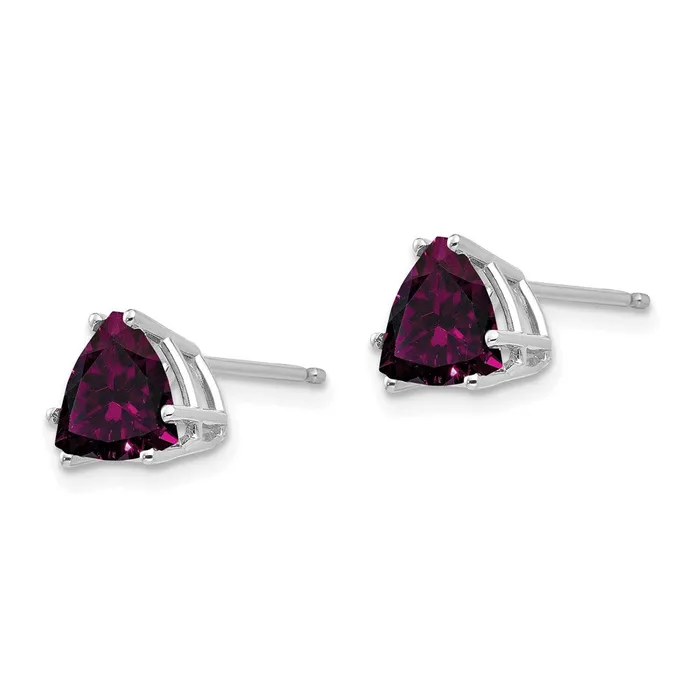 Earrings Goldia 14k White Gold Rhodolite Garnet Trillion Stud Earrings