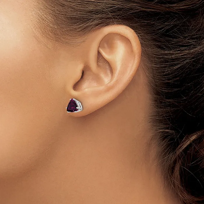 Earrings Goldia 14k White Gold Rhodolite Garnet Trillion Stud Earrings