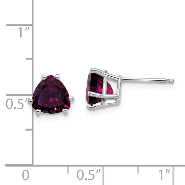 Earrings Goldia 14k White Gold Rhodolite Garnet Trillion Stud Earrings