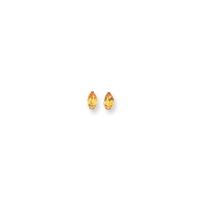 Earrings Goldia 14k Yellow Gold 6x4mm Pear Citrine Checker Earrings
