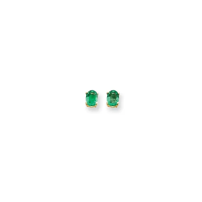 Earrings Goldia 14k Yellow Gold 7x5mm Oval Emerald Earrings