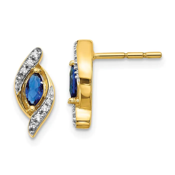 Earrings Goldia 14k Yellow Gold Real Diamond and Sapphire Earrings