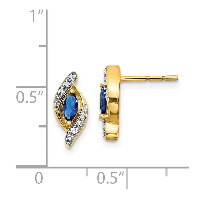 Earrings Goldia 14k Yellow Gold Real Diamond and Sapphire Earrings