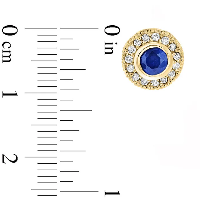 Earrings Goldia Blue Sapphire and 02 CT TW Diamond VintageStyle Circle Stud Earrings in 14K Gold Earrings Goldia Blue Sapphire and 02 CT TW Diamond VintageStyle Circle Stud Earrings in 14K Gold