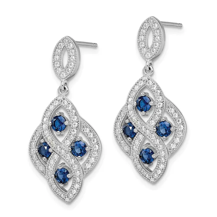 Earrings Goldia Brilliant Embers Sterling Silver Rhodiumplated 128 Stone Vintage Style Blue and White CZ Dangle Post Earrings