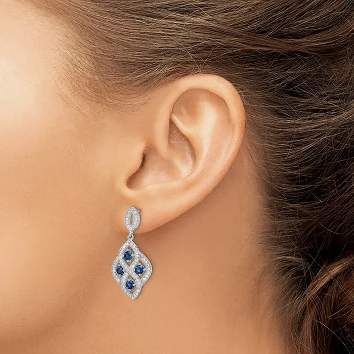Earrings Goldia Brilliant Embers Sterling Silver Rhodiumplated 128 Stone Vintage Style Blue and White CZ Dangle Post Earrings