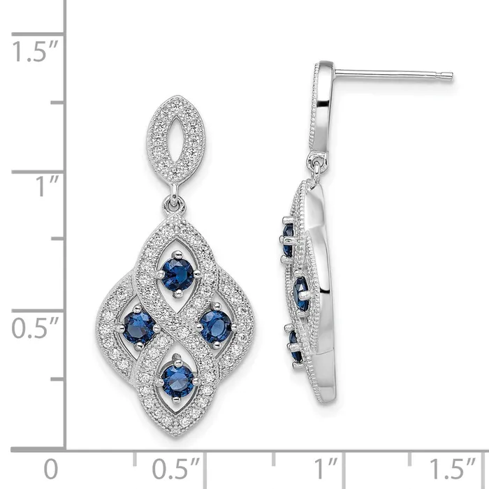 Earrings Goldia Brilliant Embers Sterling Silver Rhodiumplated 128 Stone Vintage Style Blue and White CZ Dangle Post Earrings