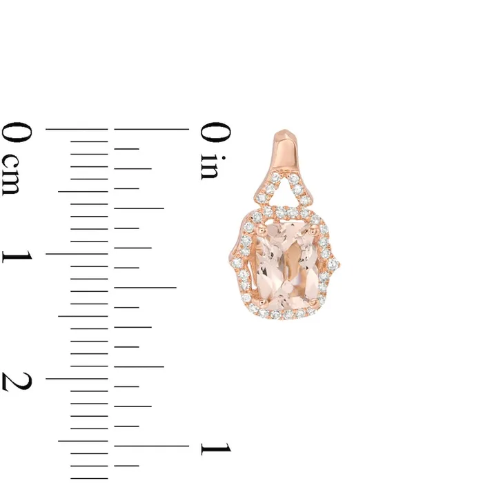 Earrings Goldia Elongated CushionCut Morganite and 02 CT TW Diamond Frame Drop Earrings in 10K Rose Gold Earrings Goldia Elongated CushionCut Morganite and 02 CT TW Diamond Frame Drop Earrings in 10K Rose Gold
