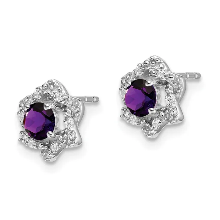 Earrings Goldia Solid 14k White Gold Simulated Amethyst and CZ Post Earrings Earrings Goldia Solid 14k White Gold Simulated Amethyst and CZ Post Earrings