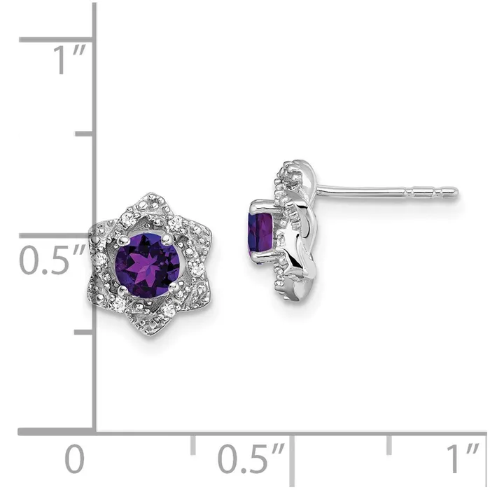 Earrings Goldia Solid 14k White Gold Simulated Amethyst and CZ Post Earrings Earrings Goldia Solid 14k White Gold Simulated Amethyst and CZ Post Earrings