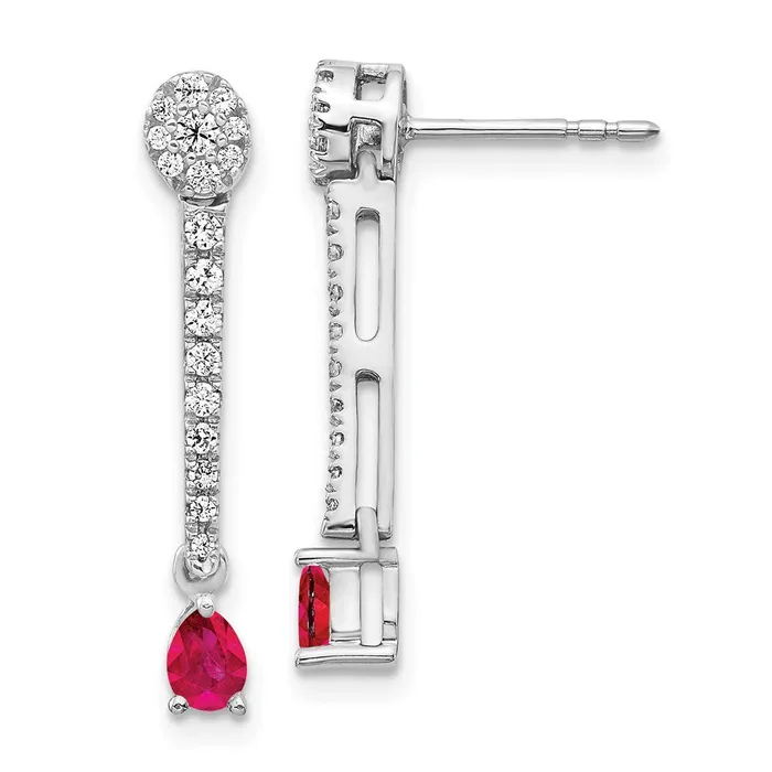 Earrings Goldia Solid 14k White Gold Simulated CZ Ruby Fancy Earrings