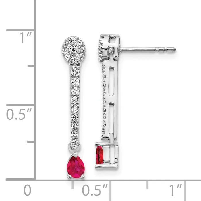 Earrings Goldia Solid 14k White Gold Simulated CZ Ruby Fancy Earrings