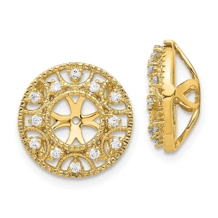Earrings Goldia Solid 14k Yellow Gold Fancy Simulated CZ Earring JacKets Earrings Goldia Solid 14k Yellow Gold Fancy Simulated CZ Earring JacKets