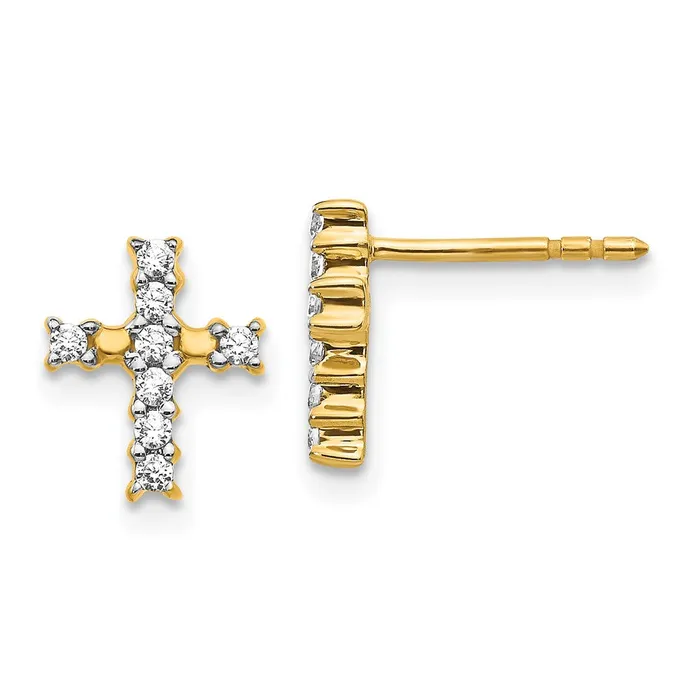 Earrings Goldia Solid 14k Yellow Gold Polished Simulated CZ Cross Post Earrings Earrings Goldia Solid 14k Yellow Gold Polished Simulated CZ Cross Post Earrings