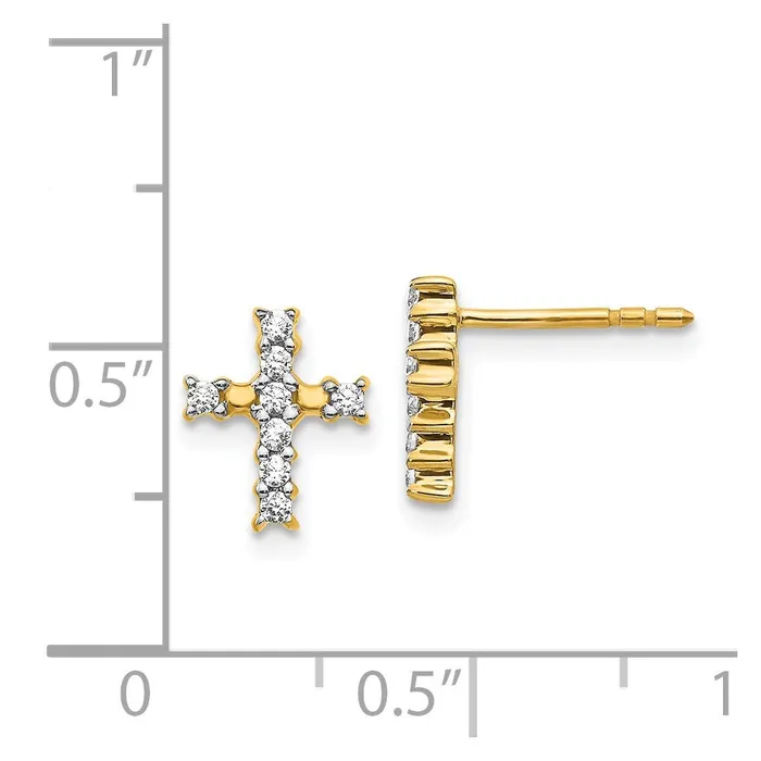 Earrings Goldia Solid 14k Yellow Gold Polished Simulated CZ Cross Post Earrings