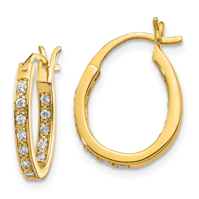Earrings Goldia Solid 14k Yellow Gold Simulated CZ InOut Hoop Earrings