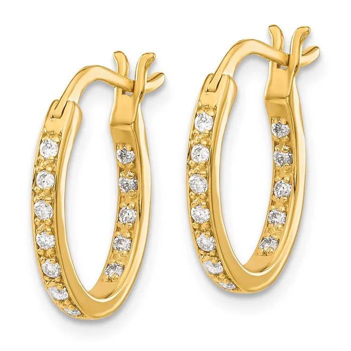 Earrings Goldia Solid 14k Yellow Gold Simulated CZ InOut Hoop Earrings