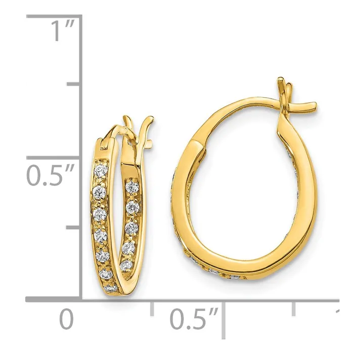 Earrings Goldia Solid 14k Yellow Gold Simulated CZ InOut Hoop Earrings
