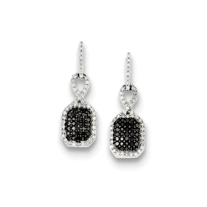 Earrings Goldia Sterling Silver Black and White Diamond Rectangle Post Earrings Earrings Goldia Sterling Silver Black and White Diamond Rectangle Post Earrings