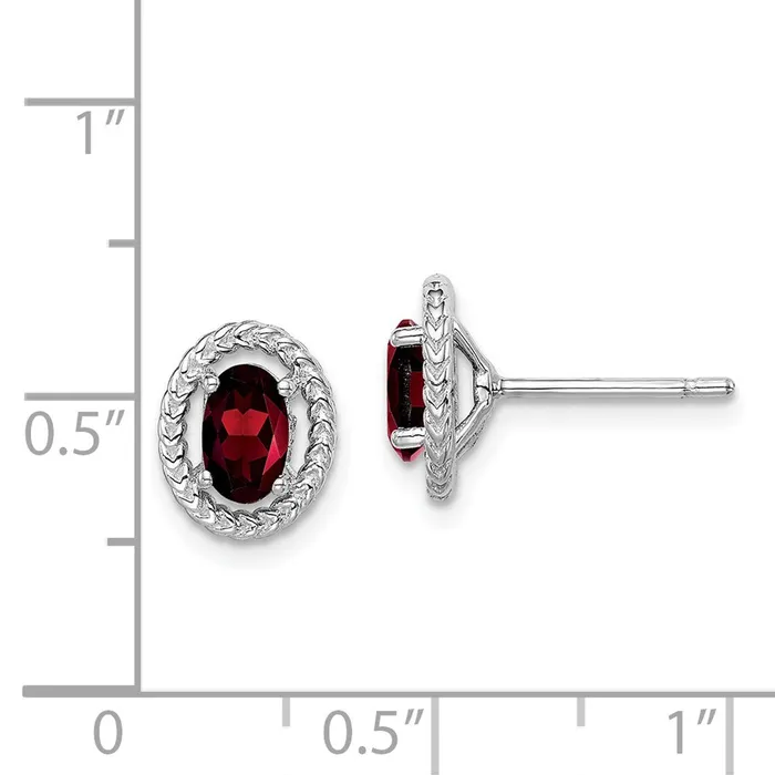 Earrings Goldia Sterling Silver Rhodplat Garnet Oval Post Earrings
