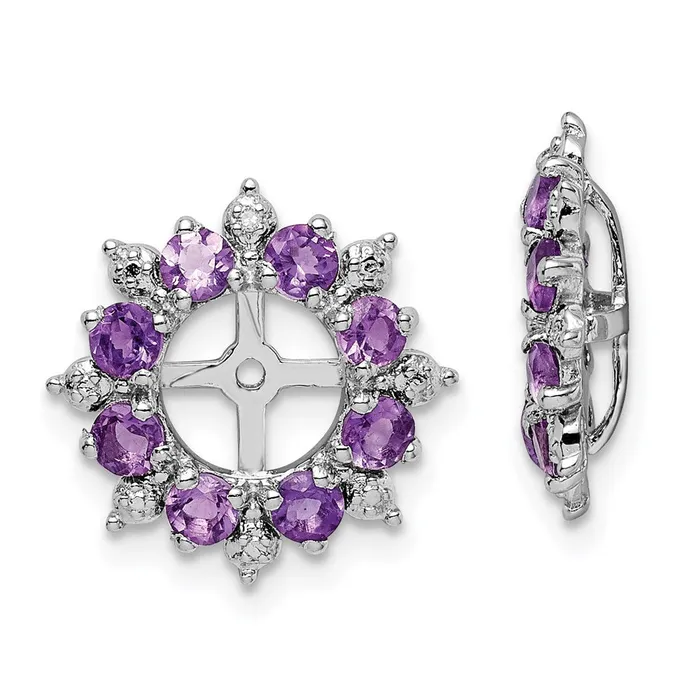 Earrings Goldia Sterling Silver Rhodium Diamond u0026 Amethyst Earring Jacket