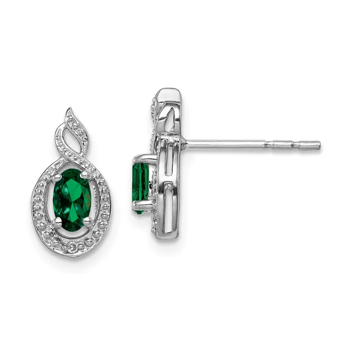 Earrings Goldia Sterling Silver Rhodiumplated Created Emerald u0026 Diamond Earrings Earrings Goldia Sterling Silver Rhodiumplated Created Emerald u0026 Diamond Earrings