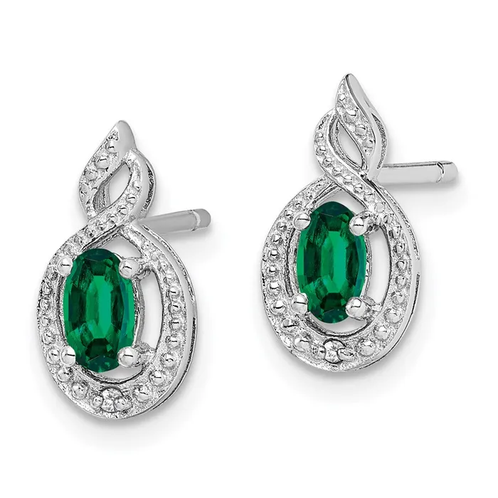 Earrings Goldia Sterling Silver Rhodiumplated Created Emerald u0026 Diamond Earrings