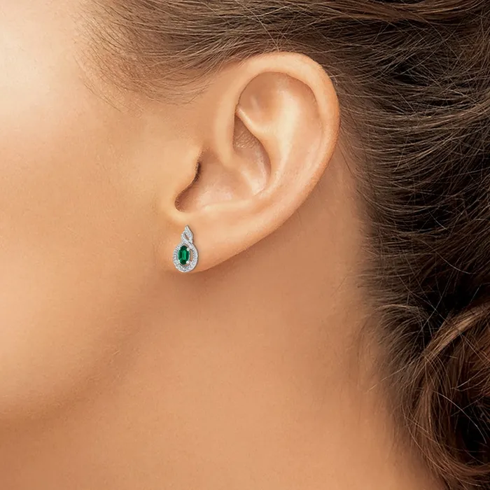 Earrings Goldia Sterling Silver Rhodiumplated Created Emerald u0026 Diamond Earrings