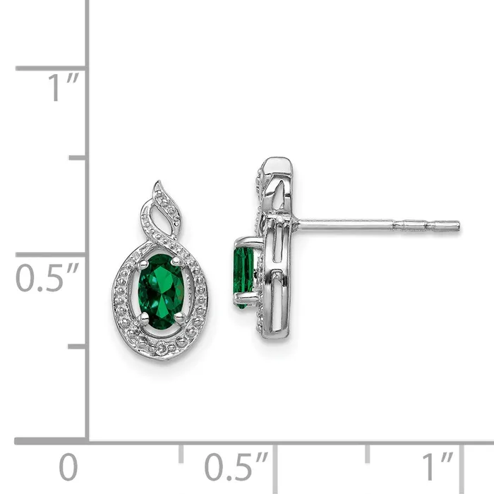 Earrings Goldia Sterling Silver Rhodiumplated Created Emerald u0026 Diamond Earrings