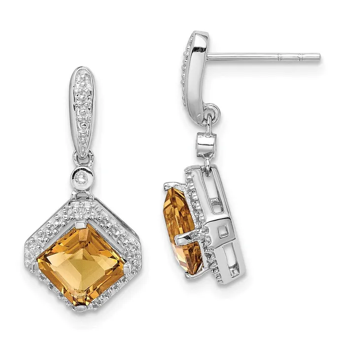 Earrings Goldia Sterling Silver Rhodiumplated Dia u0026 Whiskey Quartz Post Dangle Earrings Earrings Goldia Sterling Silver Rhodiumplated Dia u0026 Whiskey Quartz Post Dangle Earrings